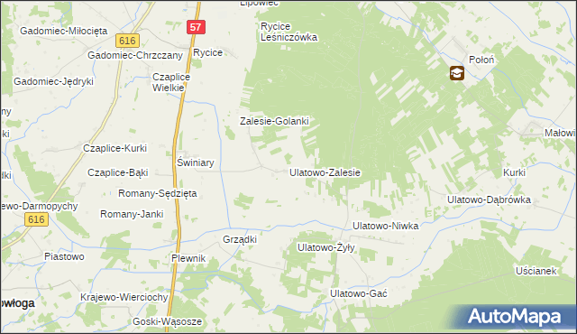 mapa Ulatowo-Zalesie, Ulatowo-Zalesie na mapie Targeo
