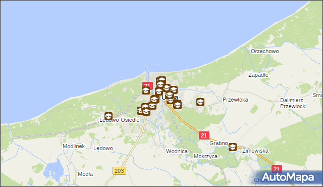 mapa Ustka, Ustka na mapie Targeo