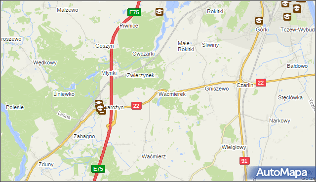 mapa Waćmierek, Waćmierek na mapie Targeo