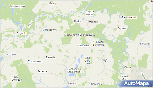mapa Wałdówko gmina Zblewo, Wałdówko gmina Zblewo na mapie Targeo