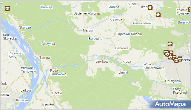 mapa Wanaty gmina Łaskarzew, Wanaty gmina Łaskarzew na mapie Targeo