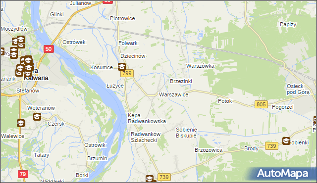 mapa Warszawice, Warszawice na mapie Targeo
