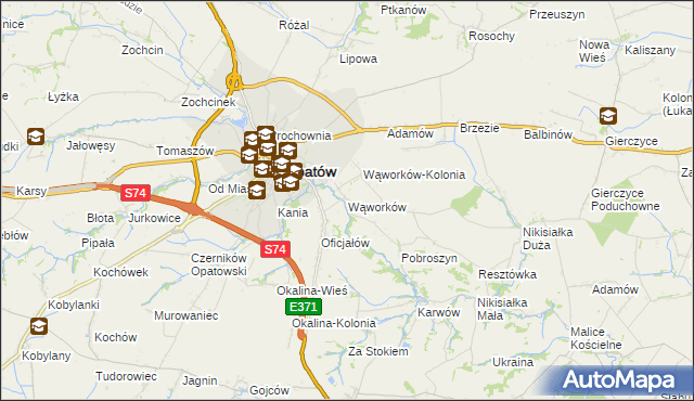 mapa Wąworków, Wąworków na mapie Targeo
