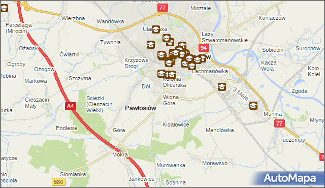 mapa Widna Góra, Widna Góra na mapie Targeo