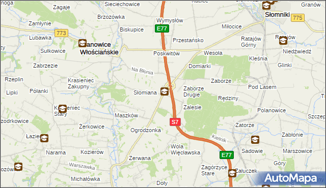 mapa Widoma gmina Iwanowice, Widoma gmina Iwanowice na mapie Targeo