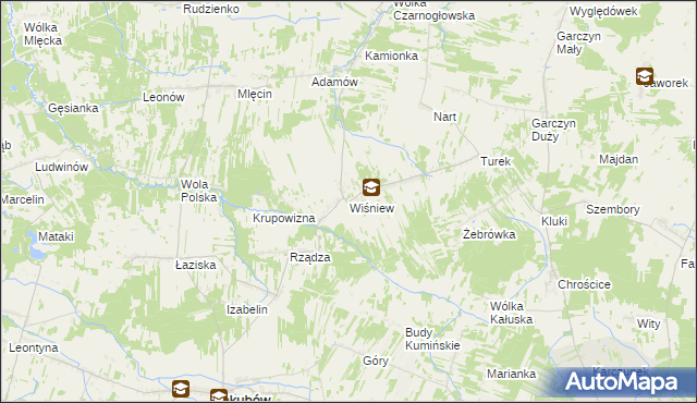 mapa Wiśniew gmina Jakubów, Wiśniew gmina Jakubów na mapie Targeo
