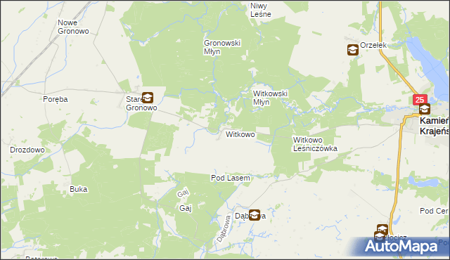 mapa Witkowo gmina Kamień Krajeński, Witkowo gmina Kamień Krajeński na mapie Targeo