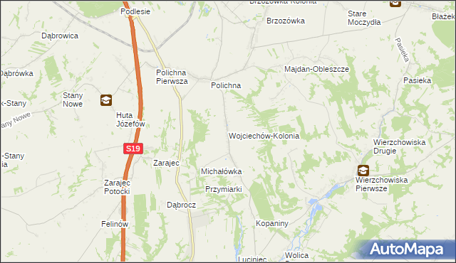 mapa Wojciechów-Kolonia, Wojciechów-Kolonia na mapie Targeo