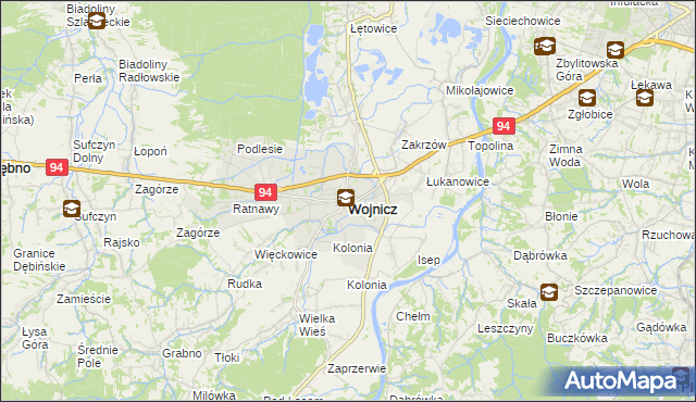 mapa Wojnicz, Wojnicz na mapie Targeo