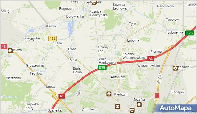 mapa Wola Hankowska, Wola Hankowska na mapie Targeo