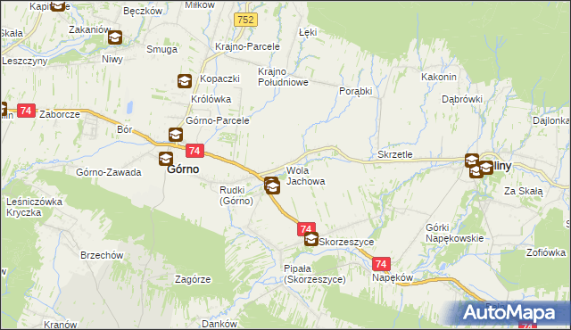 mapa Wola Jachowa, Wola Jachowa na mapie Targeo
