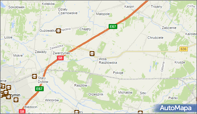 mapa Wola Rasztowska, Wola Rasztowska na mapie Targeo