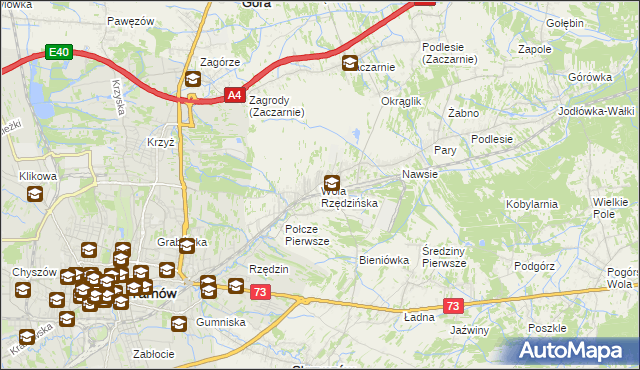 mapa Wola Rzędzińska, Wola Rzędzińska na mapie Targeo