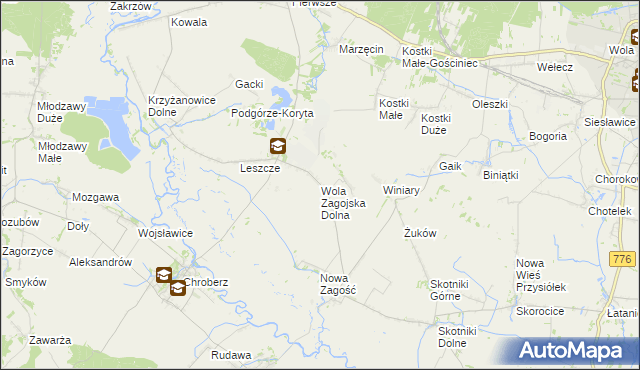mapa Wola Zagojska Dolna, Wola Zagojska Dolna na mapie Targeo