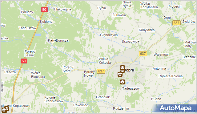 mapa Wólka Kokosia, Wólka Kokosia na mapie Targeo