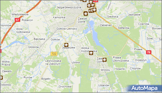 mapa Wólka Kozodawska, Wólka Kozodawska na mapie Targeo