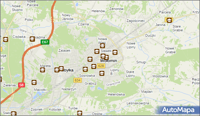 mapa Wołomin, Wołomin na mapie Targeo