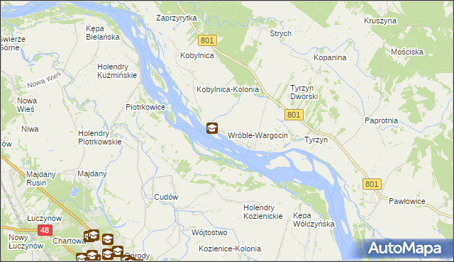 mapa Wróble-Wargocin, Wróble-Wargocin na mapie Targeo