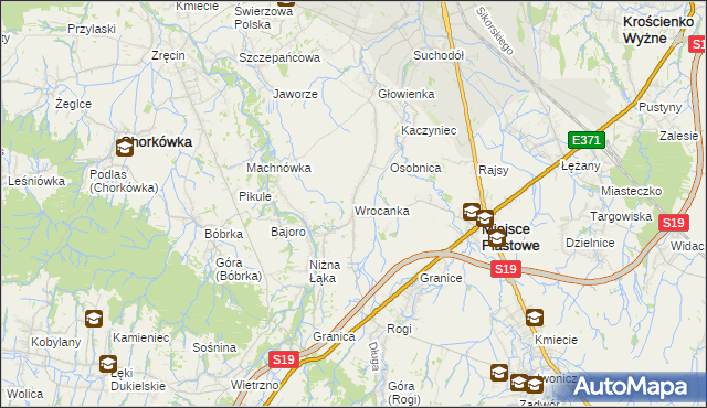 mapa Wrocanka gmina Miejsce Piastowe, Wrocanka gmina Miejsce Piastowe na mapie Targeo
