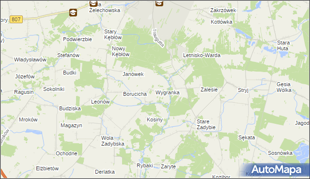 mapa Wygranka gmina Kłoczew, Wygranka gmina Kłoczew na mapie Targeo