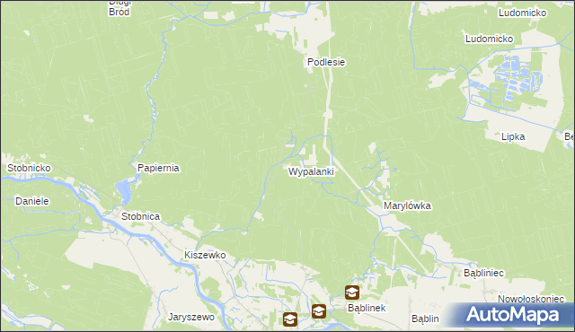 mapa Wypalanki gmina Oborniki, Wypalanki gmina Oborniki na mapie Targeo