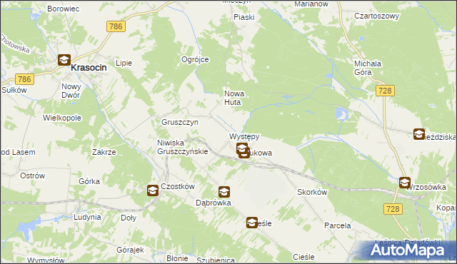 mapa Występy, Występy na mapie Targeo