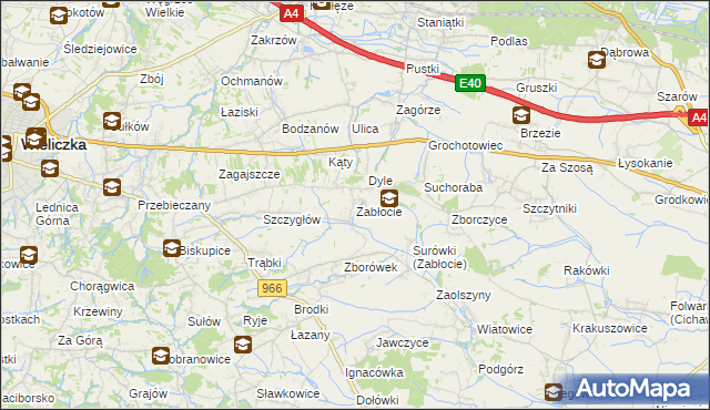 mapa Zabłocie gmina Biskupice, Zabłocie gmina Biskupice na mapie Targeo