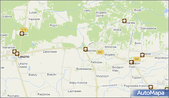 mapa Zaborów gmina Leszno, Zaborów gmina Leszno na mapie Targeo