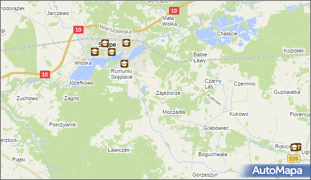 mapa Zajeziorze gmina Skępe, Zajeziorze gmina Skępe na mapie Targeo