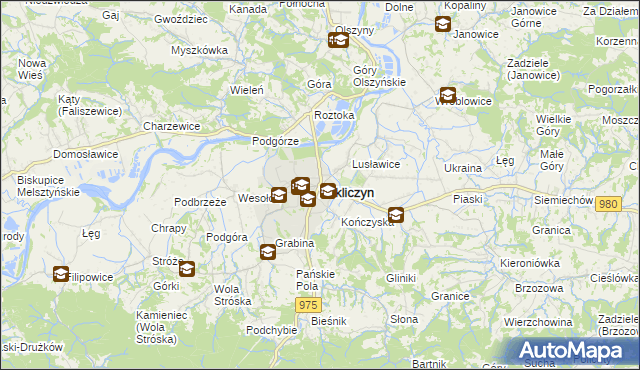 mapa Zakliczyn powiat tarnowski, Zakliczyn powiat tarnowski na mapie Targeo