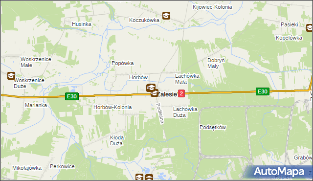 mapa Zalesie powiat bialski, Zalesie powiat bialski na mapie Targeo