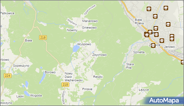 mapa Zbychowo, Zbychowo na mapie Targeo