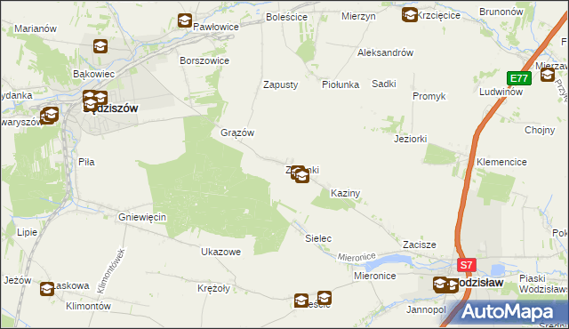 mapa Zielonki gmina Sędziszów, Zielonki gmina Sędziszów na mapie Targeo