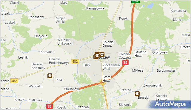 mapa Złoczew, Złoczew na mapie Targeo