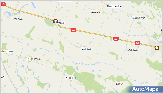 mapa Żukowo gmina Suchań, Żukowo gmina Suchań na mapie Targeo