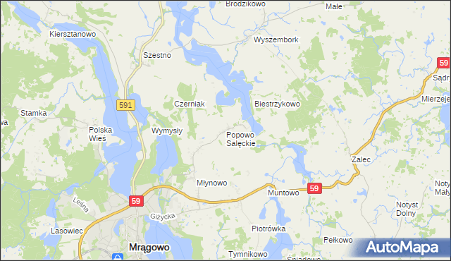 mapa Popowo Salęckie, Popowo Salęckie na mapie Targeo