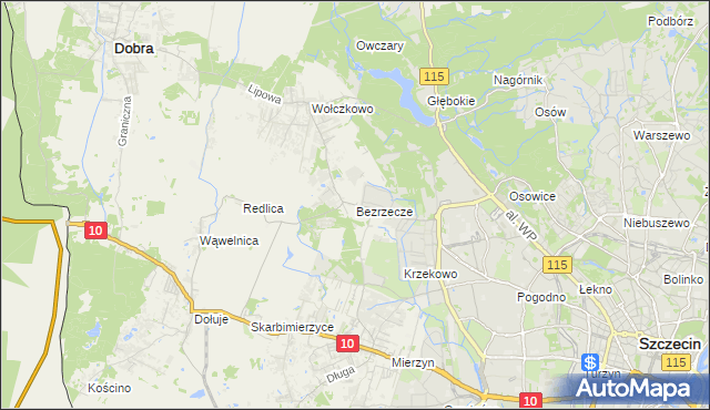 mapa Bezrzecze, Bezrzecze na mapie Targeo