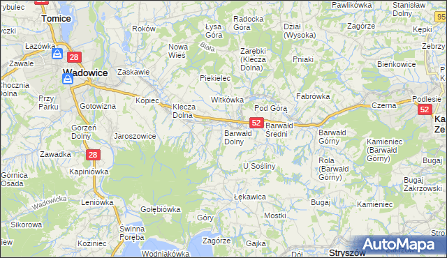mapa Barwałd Dolny, Barwałd Dolny na mapie Targeo