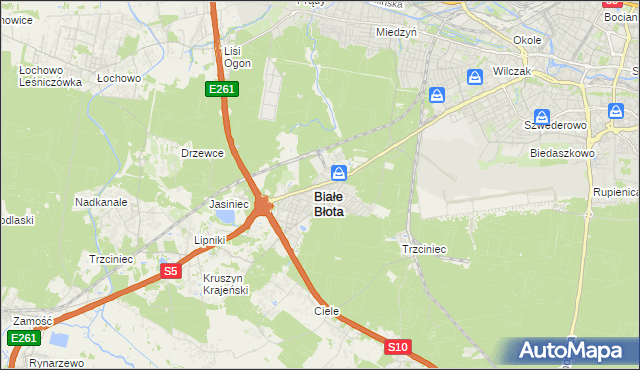 mapa Białe Błota powiat bydgoski, Białe Błota powiat bydgoski na mapie Targeo
