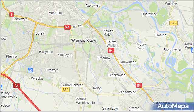mapa Brochów gmina Wrocław, Brochów gmina Wrocław na mapie Targeo