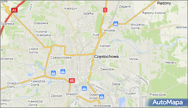 mapa Częstochowy, Częstochowa na mapie Targeo
