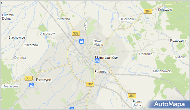mapa Dzierżoniów, Dzierżoniów na mapie Targeo