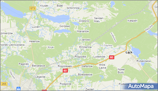 mapa Emilianów gmina Gostynin, Emilianów gmina Gostynin na mapie Targeo