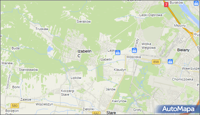 mapa Izabelin powiat warszawski zachodni, Izabelin powiat warszawski zachodni na mapie Targeo