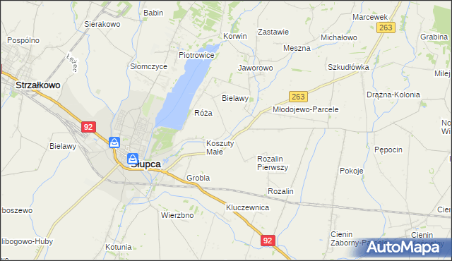 mapa Koszuty-Parcele, Koszuty-Parcele na mapie Targeo
