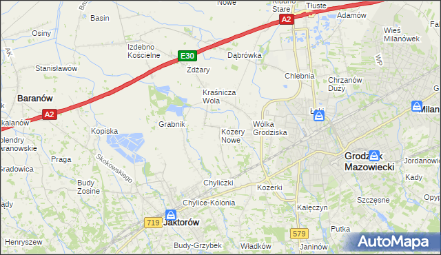 mapa Kozery Nowe, Kozery Nowe na mapie Targeo