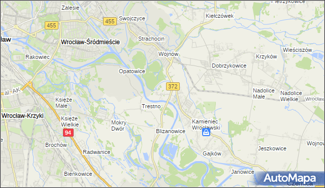 mapa Łany gmina Czernica, Łany gmina Czernica na mapie Targeo
