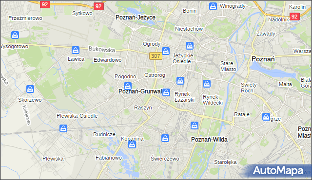 mapa Łazarz gmina Poznań, Łazarz gmina Poznań na mapie Targeo