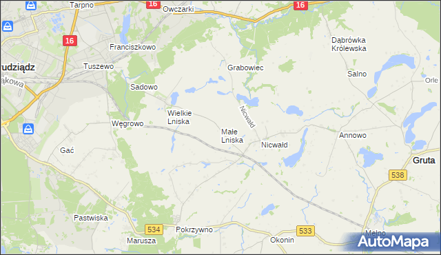 mapa Małe Lniska, Małe Lniska na mapie Targeo