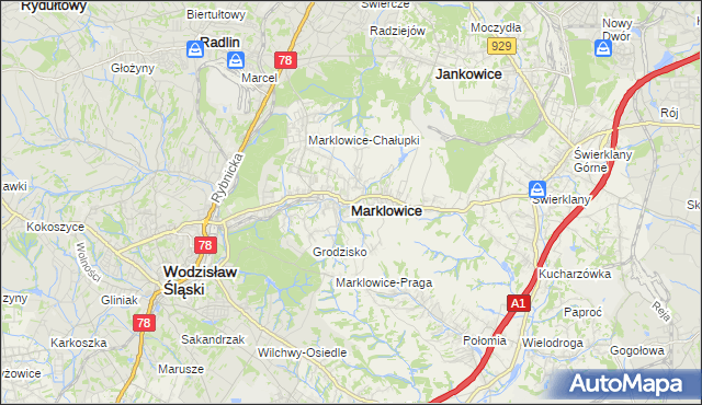 mapa Marklowice, Marklowice na mapie Targeo